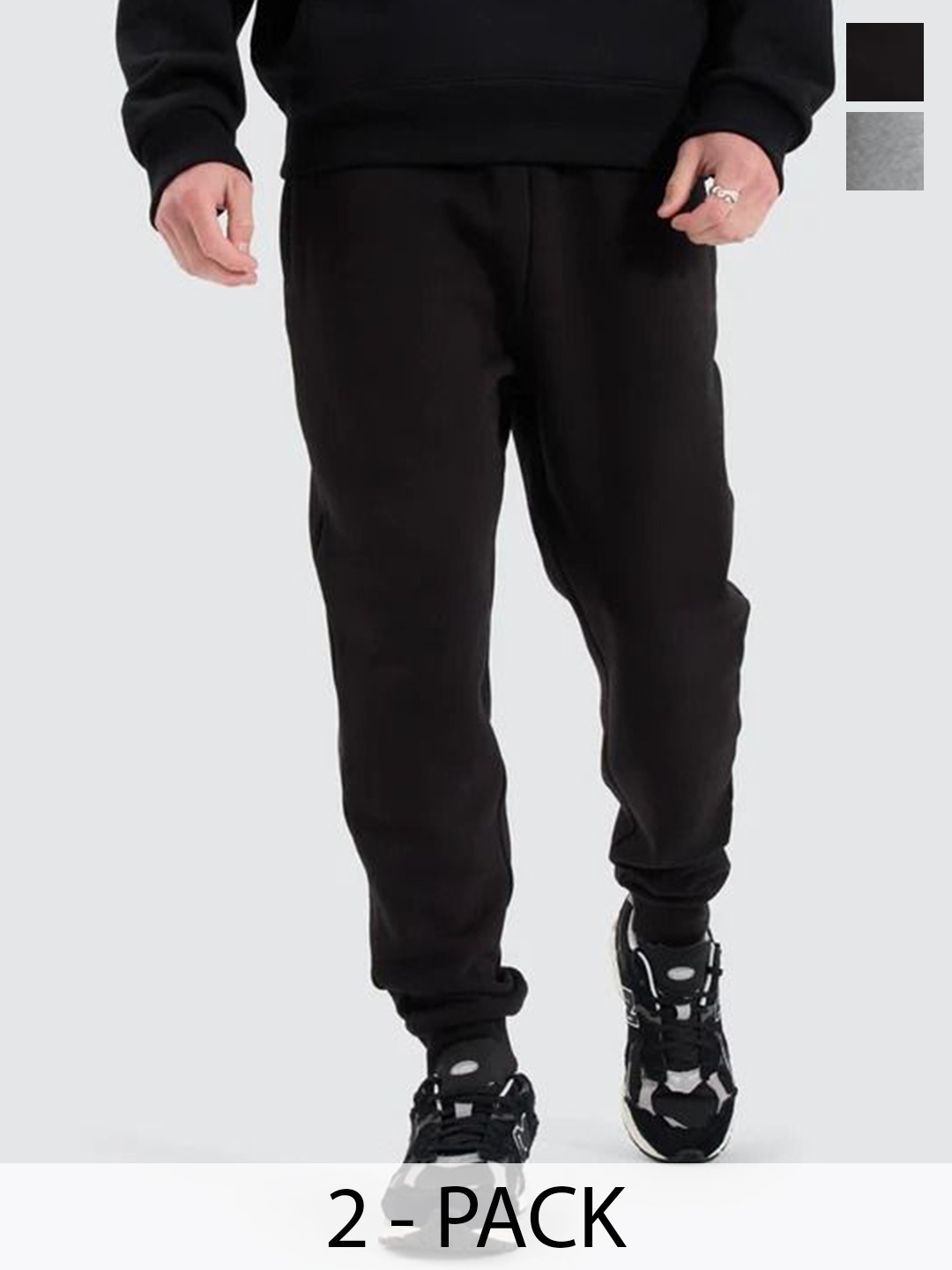 

Moda Rapido Men Pack Of 2 Mid-Rise Joggers, Black