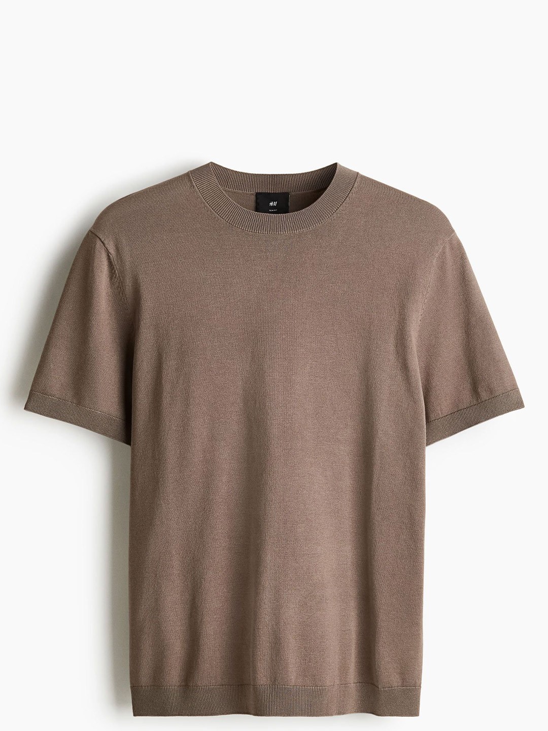 

H&M Slim Fit Fine-Knit T-Shirt, Brown