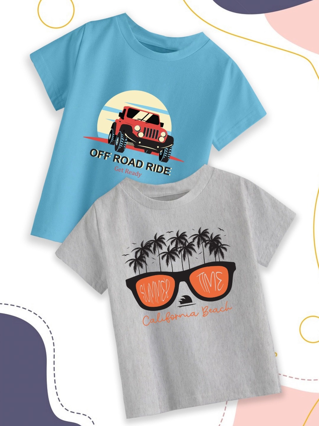 

Provogue Boys Pack Of 2 Graphic Printed Round Neck Cotton T-shirts, Grey