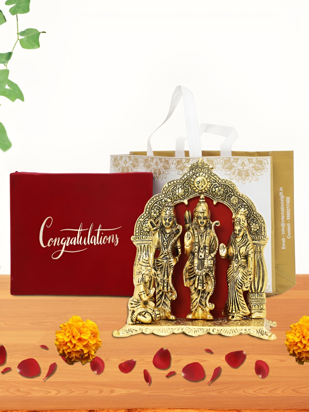 

INTERNATIONAL GIFT Gold-Toned Ram Darbar Religious Idol Showpiece