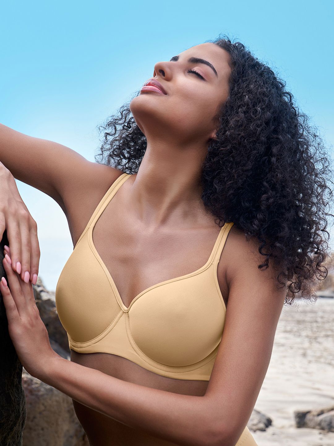 

Soie Women Ultra-Lightly Padded Soft Underwired Breathable Spacer Cup T-shirt Bra, Nude