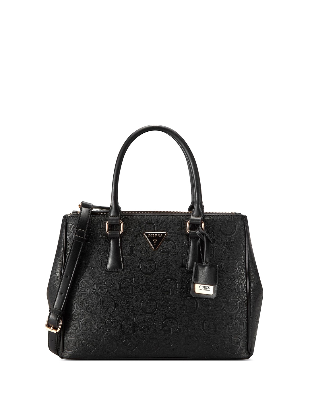 

GUESS Printed PU Shopper Satchel with Bow Detail, Black