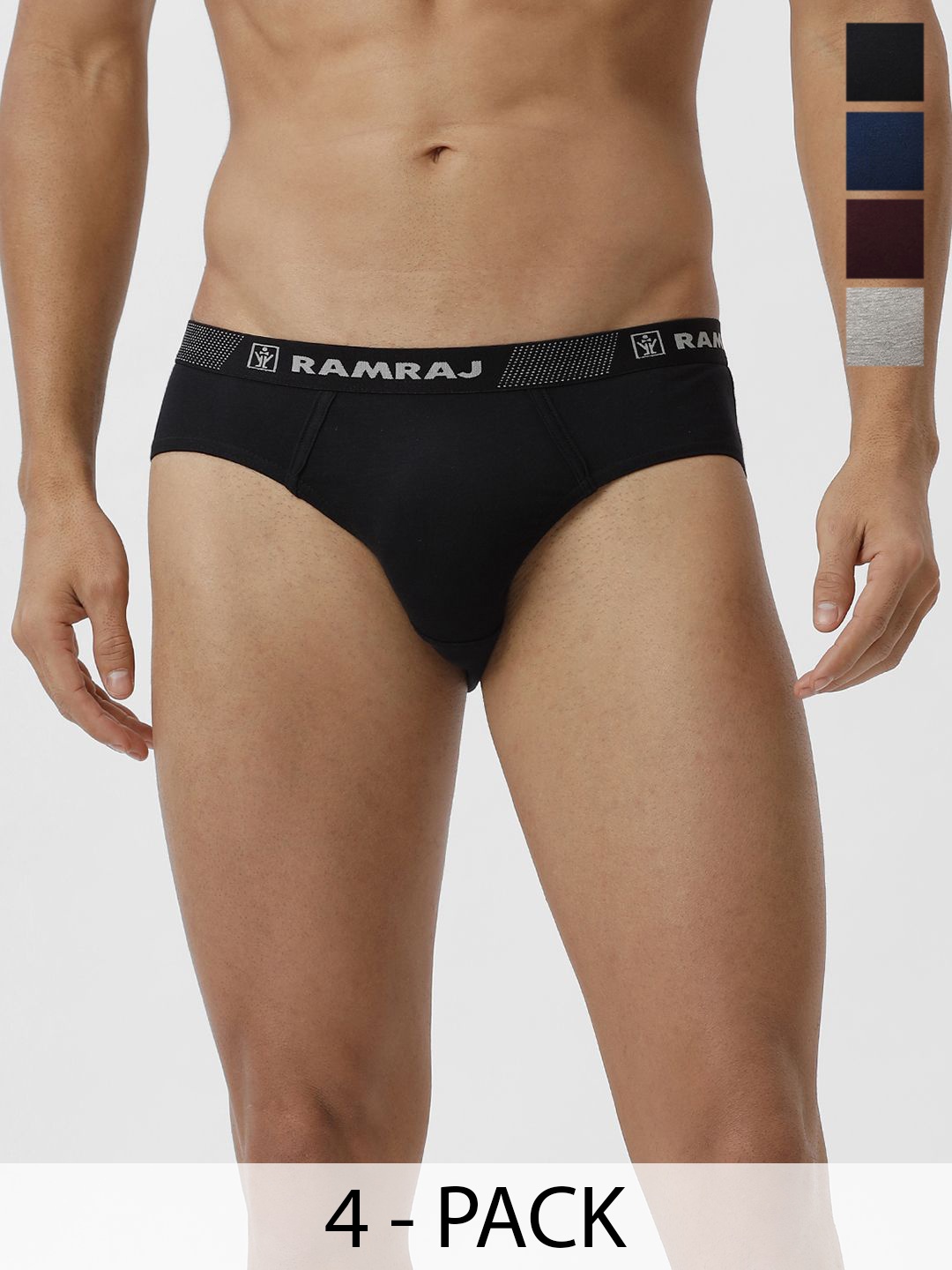 

Ramraj Men Pack of 4 Solid 100% Soft Combed Fine Jersey Outer Elastic Briefs, Black