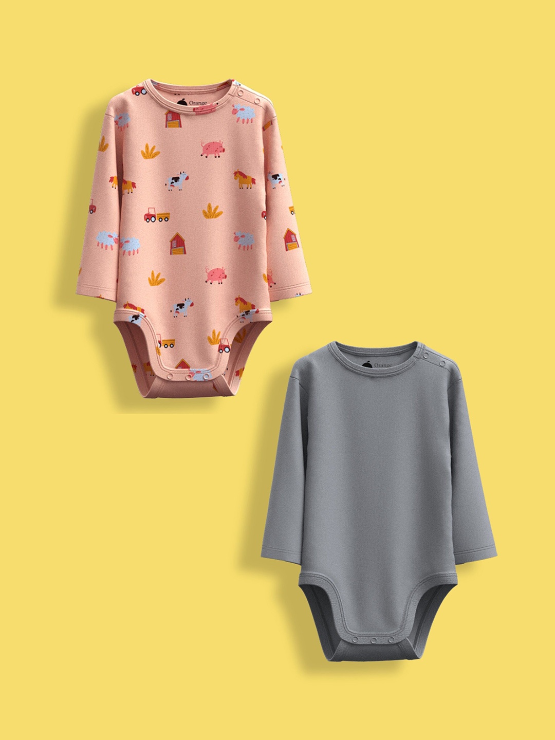 

Orange Sugar Infants Pack Of 2 Printed Cotton Bodysuits