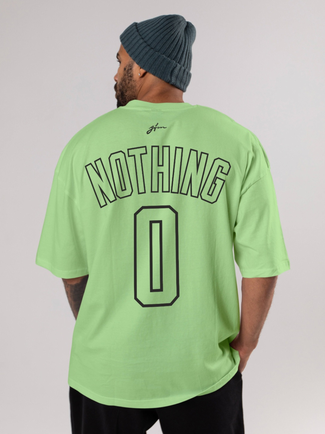 

FLYIND VOGUE OUTFIT Men Bio Finish Typography Printed Round Neck Cotton Oversized T-shirt, Green