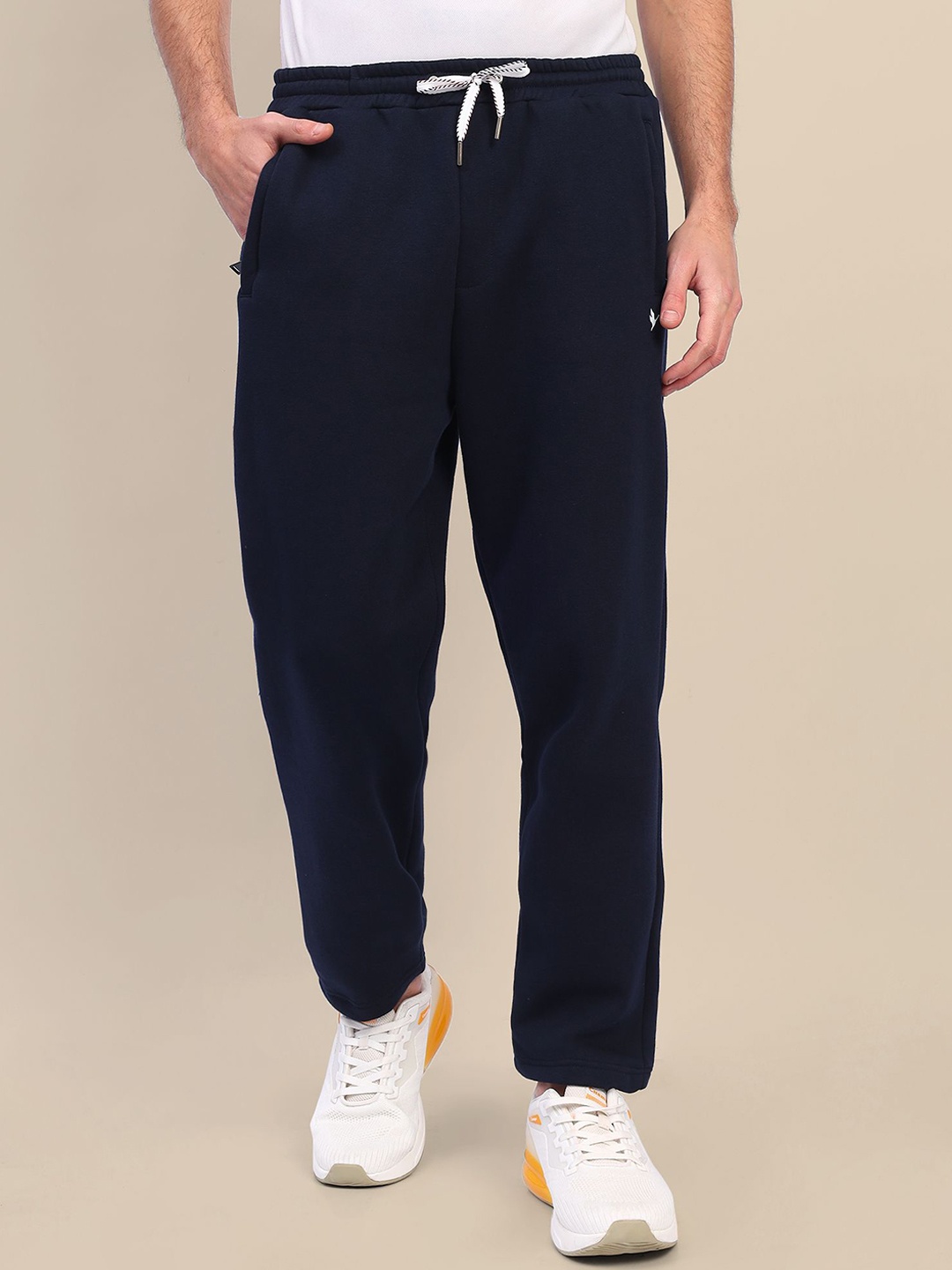 

AMSWAN Men Cotton Mid-Rise Track Pants, Navy blue