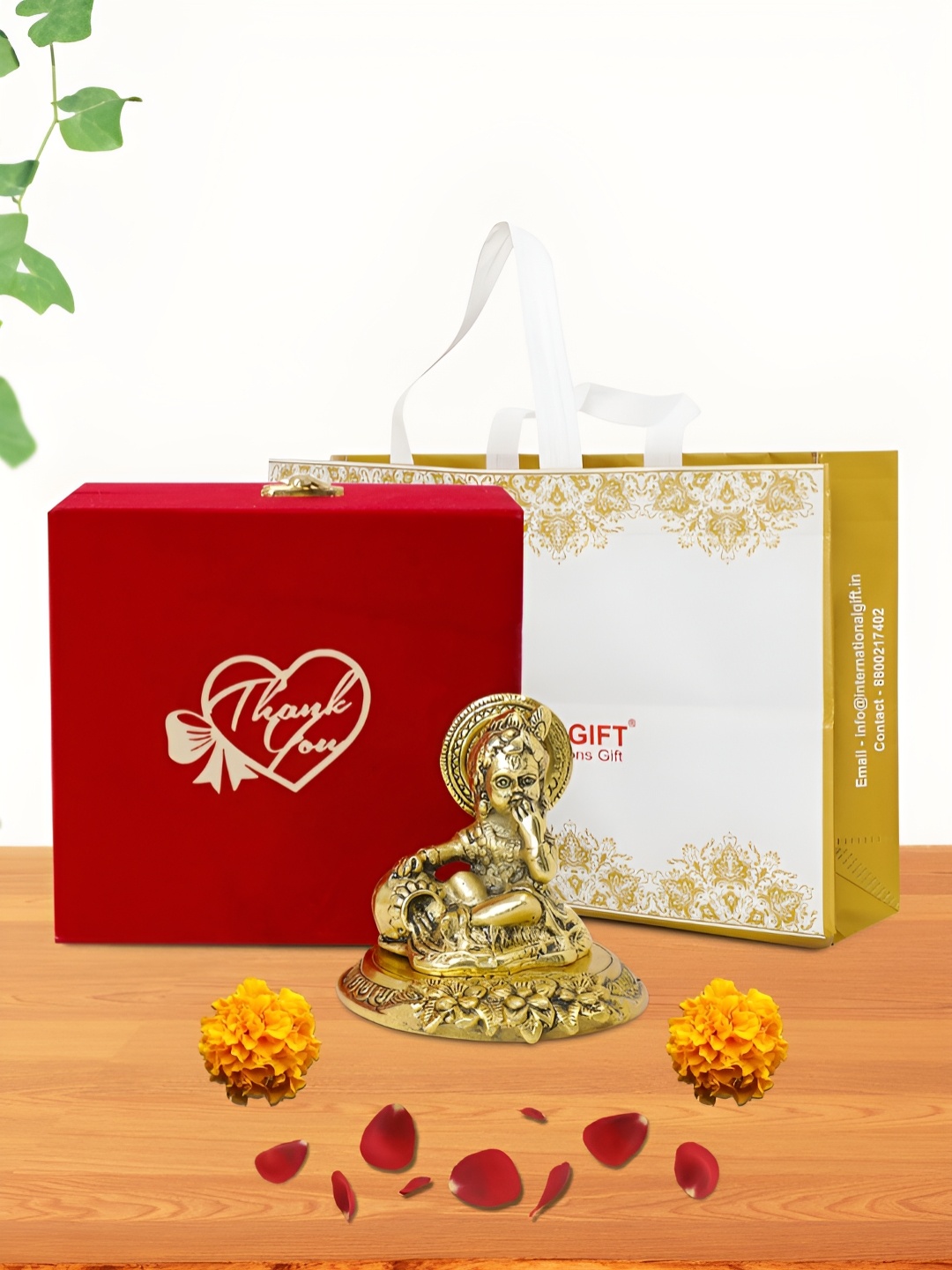 

INTERNATIONAL GIFT Gold-Toned Laddu Gopal Religious Idol Showpiece