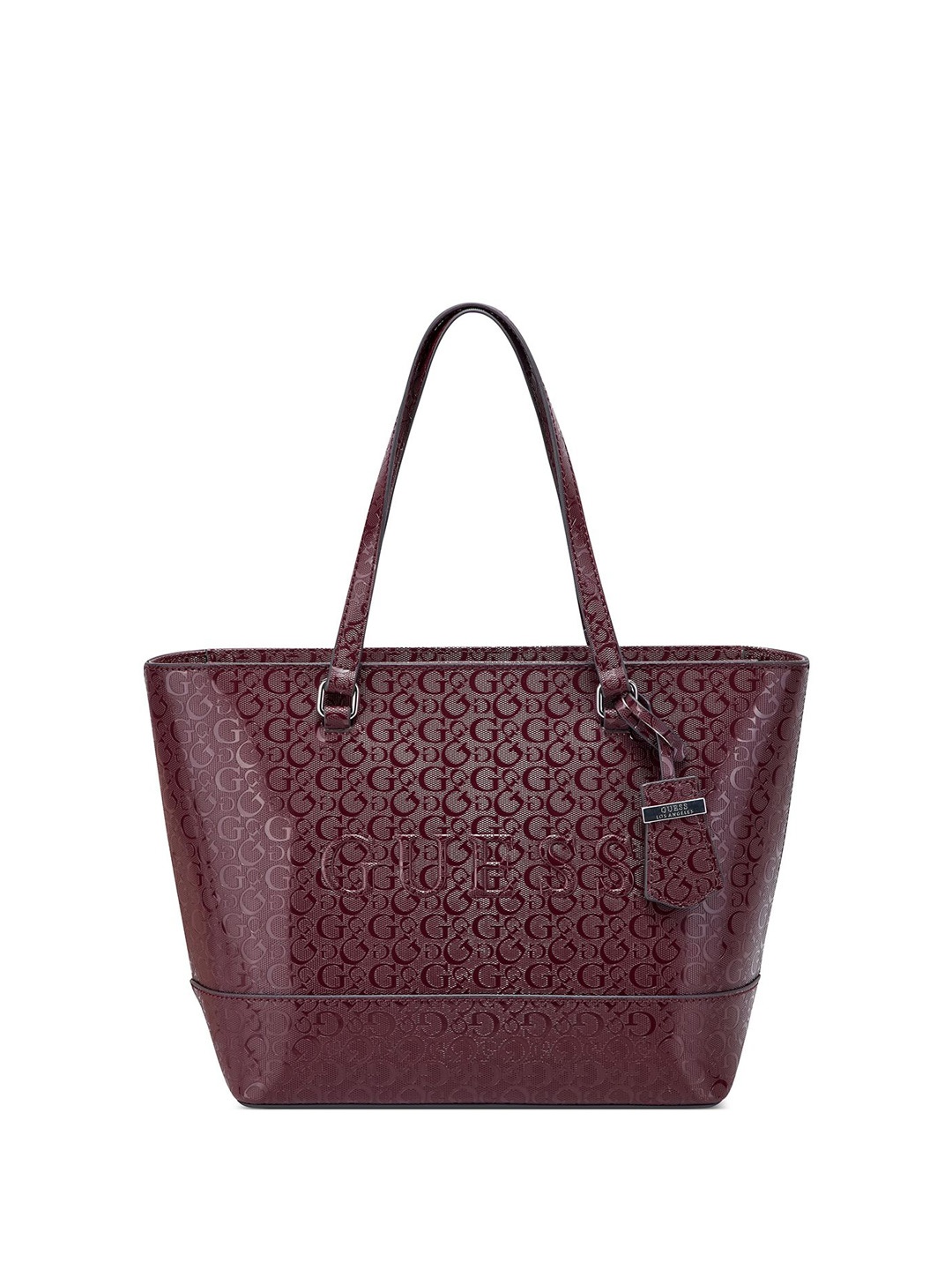 

GUESS Printed Shopper Tote Bag with Cut Work, Red