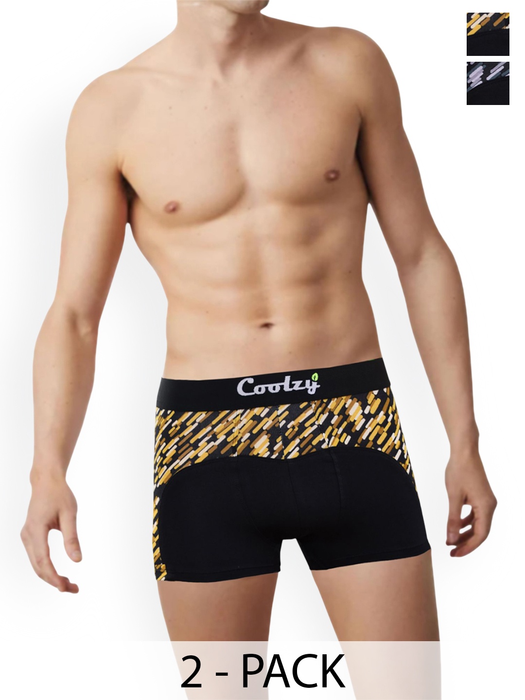 

COOLZY Pack Of 2 Printed Short Trunks EOSHTN2K052-S, Black