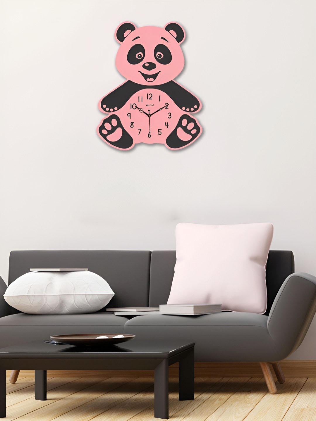 

OLIVE TREE Kids Pink & Black Analogue Wooden Animal Shaped Contemporary Wall Clock
