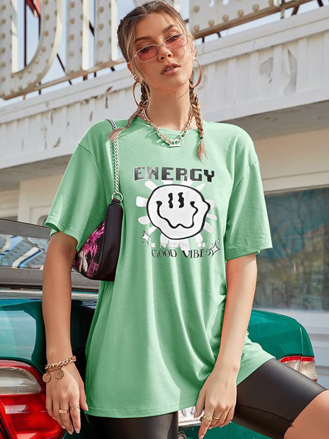 

StyleCast x Revolte Women Printed Raw Edge T-shirt, Green