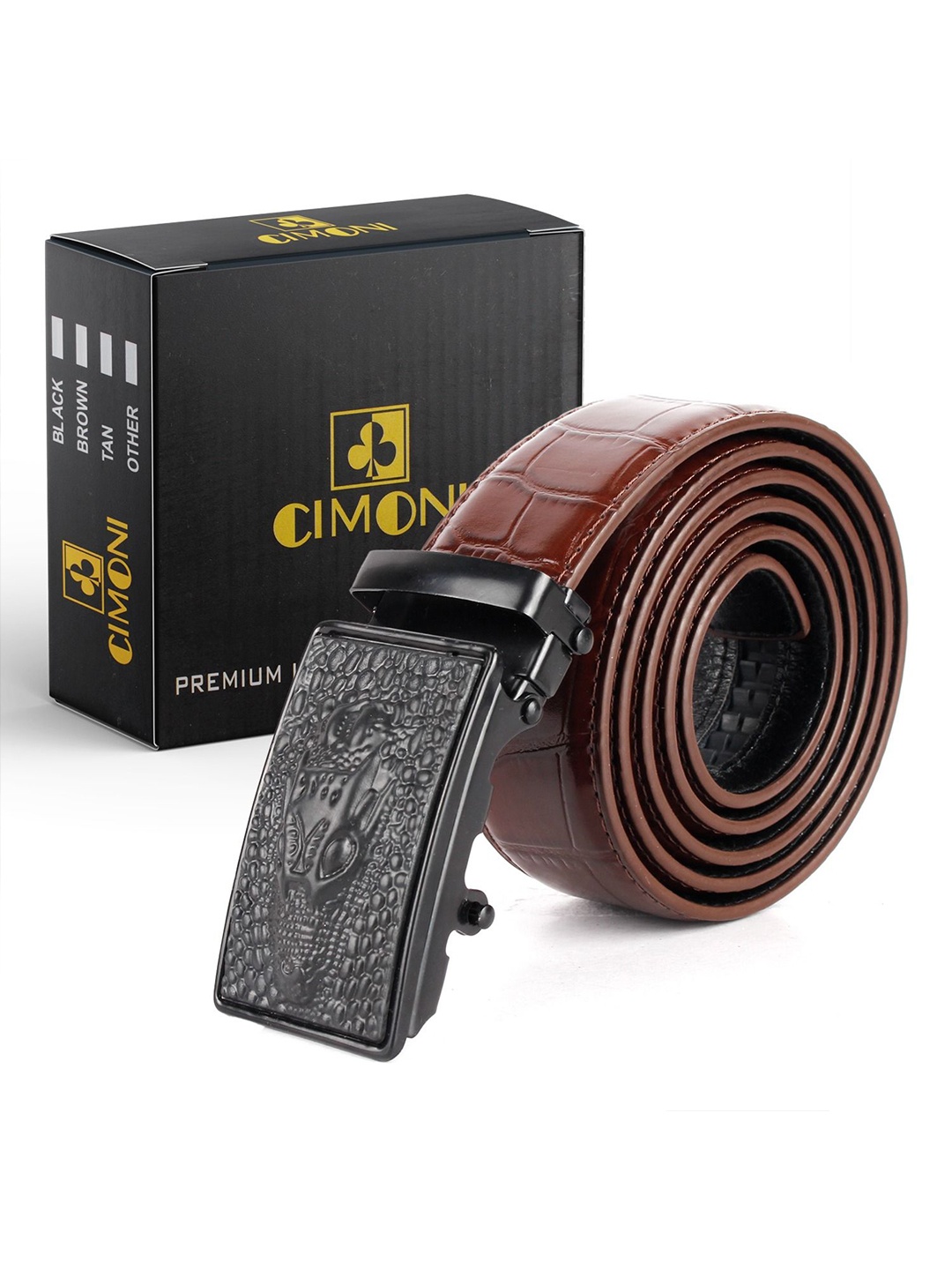 

CIMONI Men Autolock Textured Formal Belt, Brown