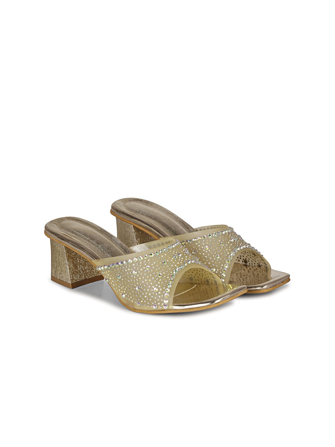 

Commander Shoes Women Embellished Party Block Sandals, Gold