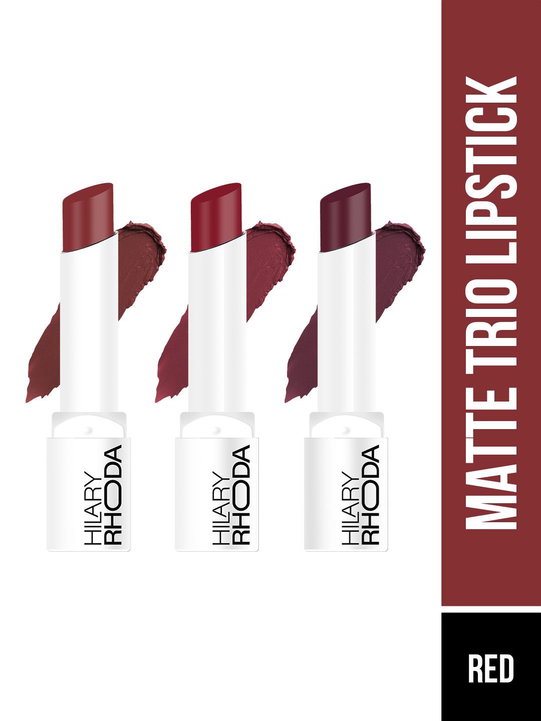 

Hilary Rhoda Set Of 3 Matte Finish Lipstick- 3g Each - Volution Trio - 01, Red