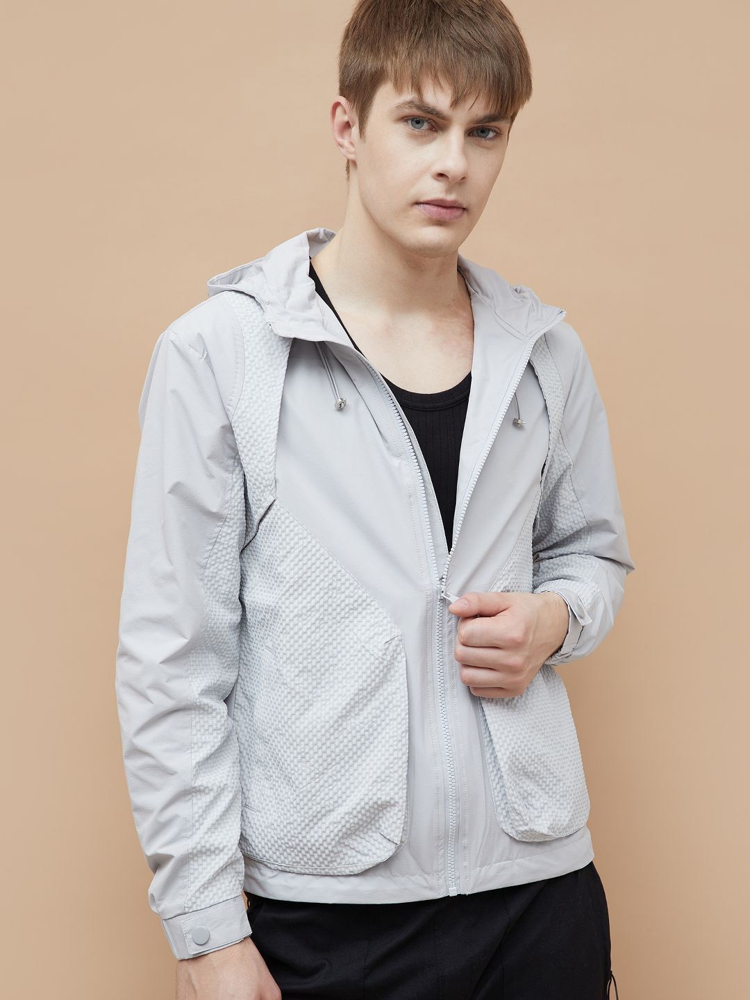 

Bossini Men Geometric Sporty Jacket, Grey