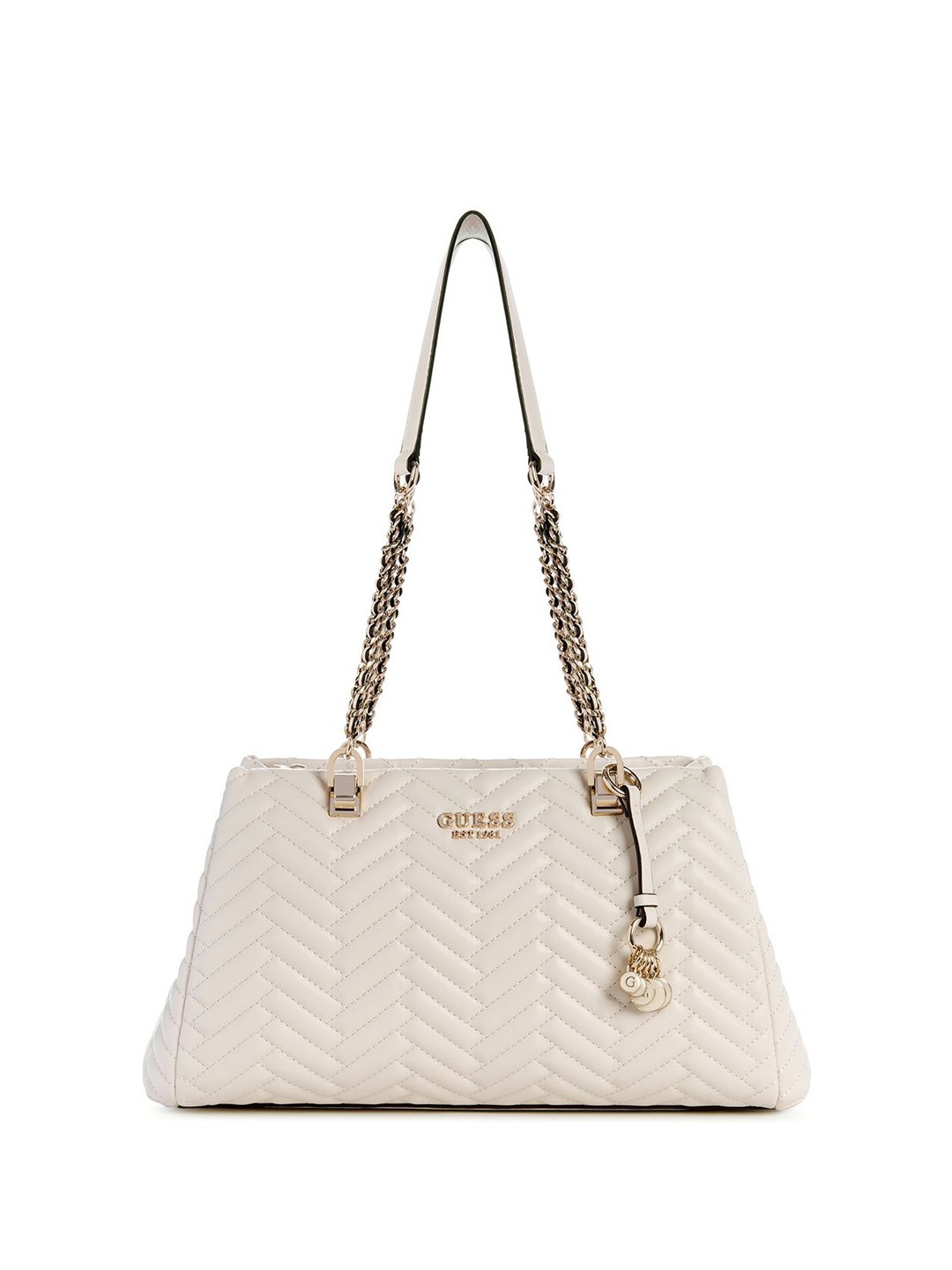 

GUESS Textured PU Bucket Shoulder Bag with Quilted, Grey