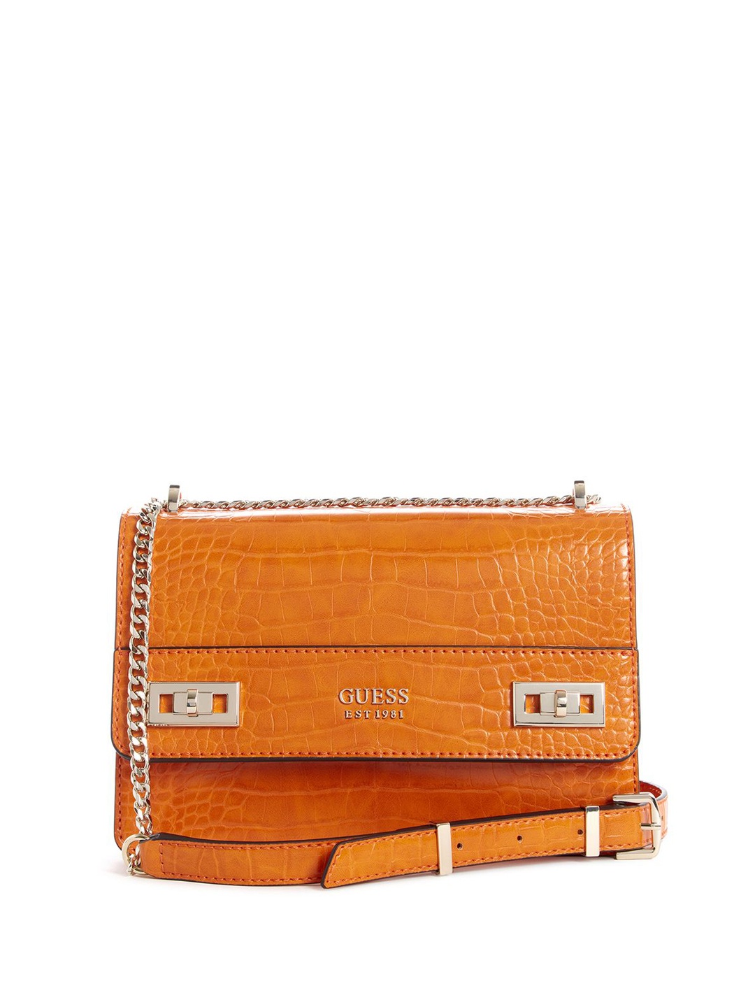 

GUESS Textured PU Structured Shoulder Bag with Tasselled, Orange