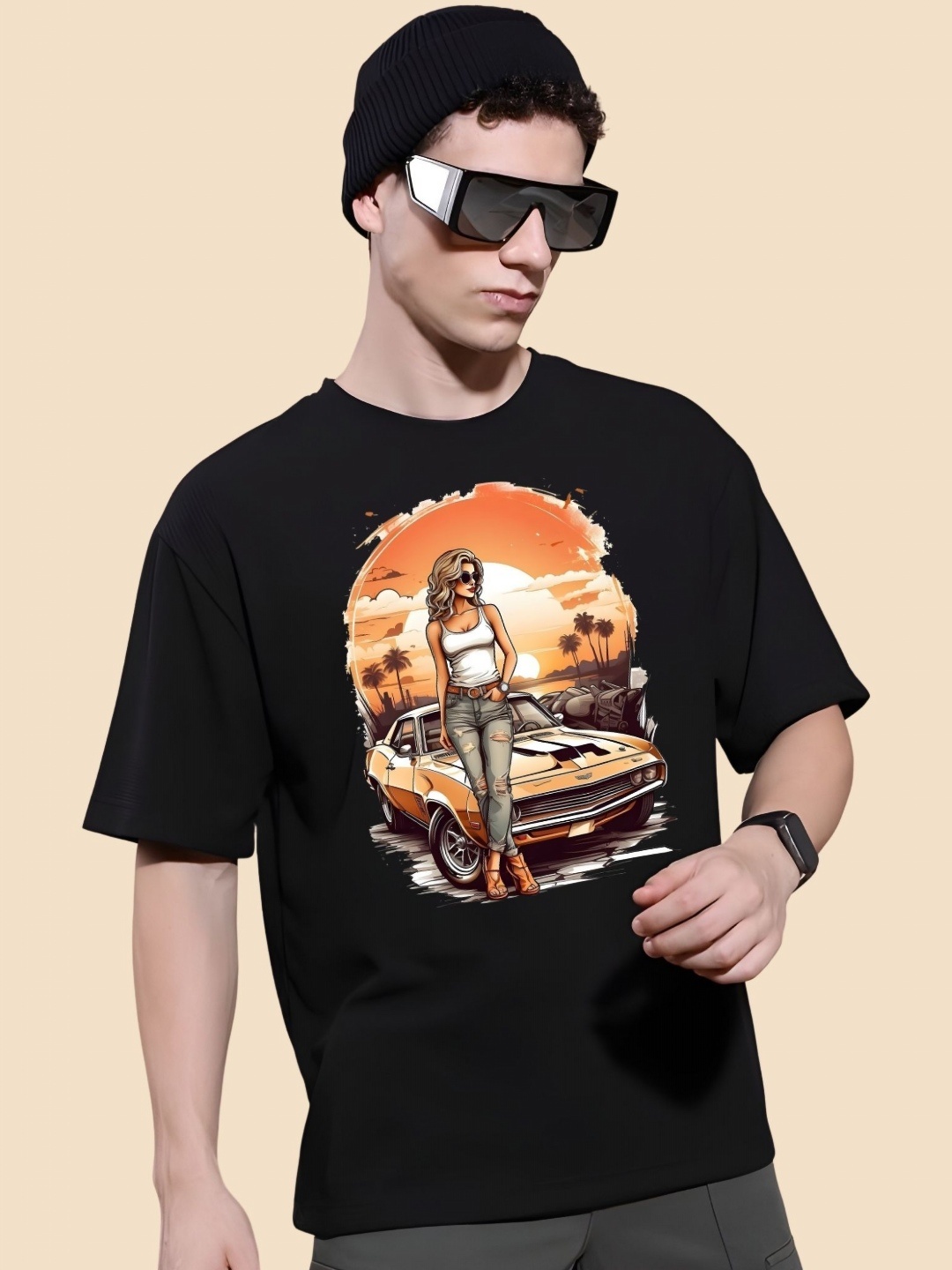

SZN Men Drop-Shoulder Sleeves T-shirt, Black