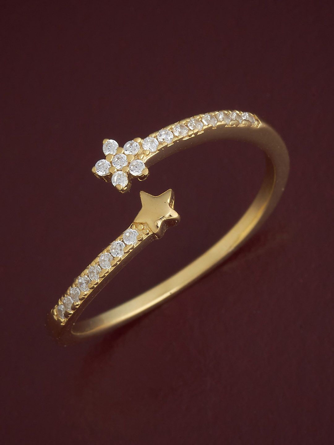 

Kushal's Fashion Jewellery 92.5 Sterling Silver Gold-Plated CZ Studded Finger Ring