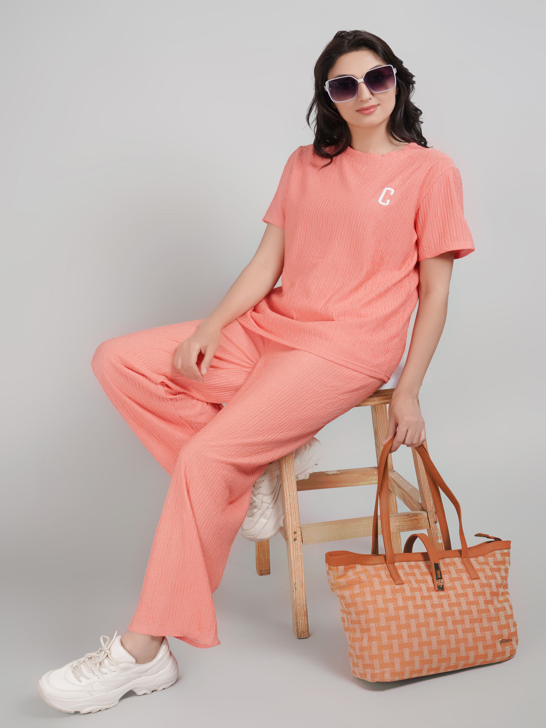 

Lugo Striped Top & Palazzos, Peach