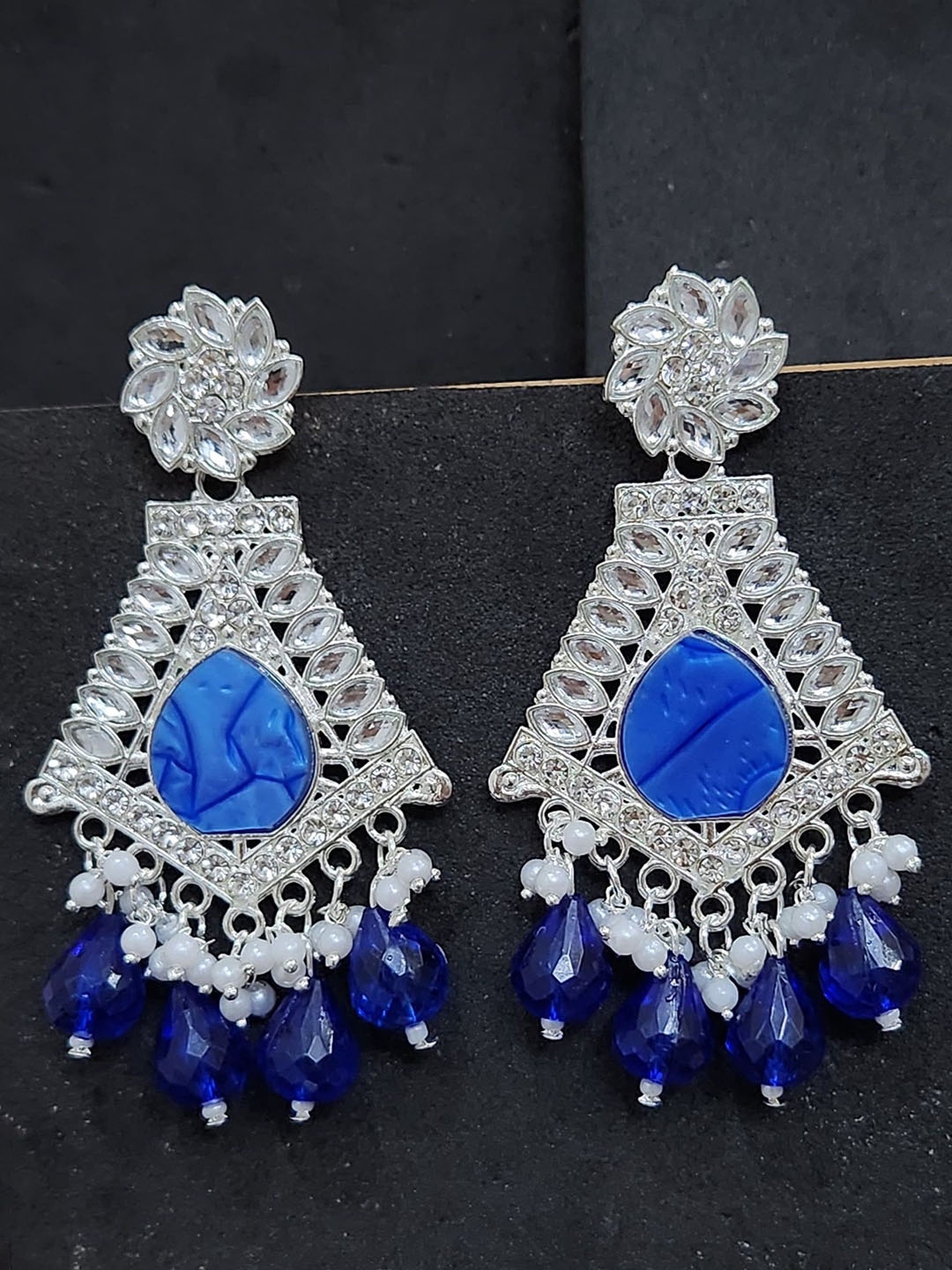 

TANLOOMS Triangular Drop Earrings, Blue