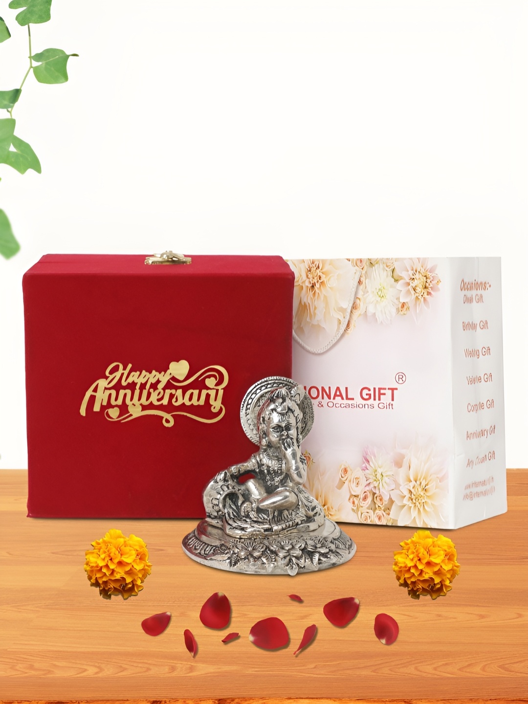 

INTERNATIONAL GIFT Silver-Toned Laddu Gopal Religious Idol Showpiece