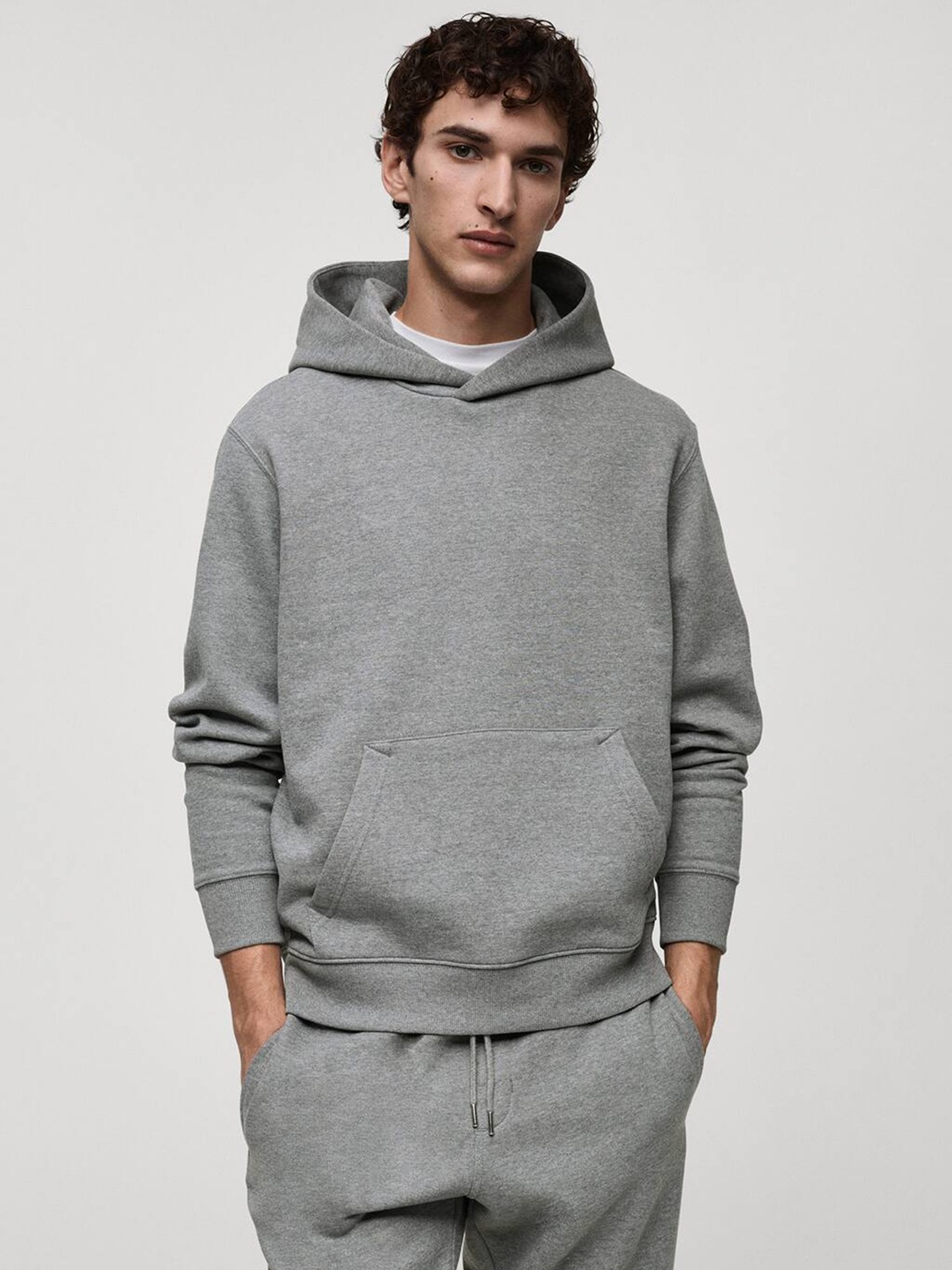 

MANGO MAN Hooded Sweatshirt, Grey melange