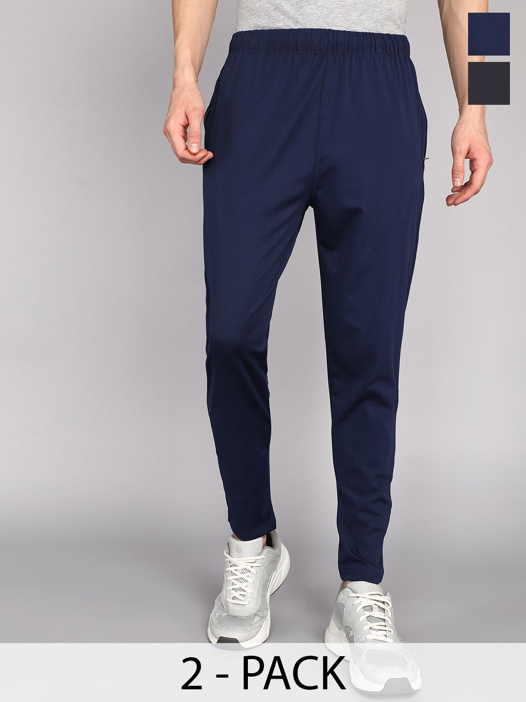 

Moda Rapido Men Pack Of 2 Dry-Fit Mid-Rise Track Pants, Navy blue