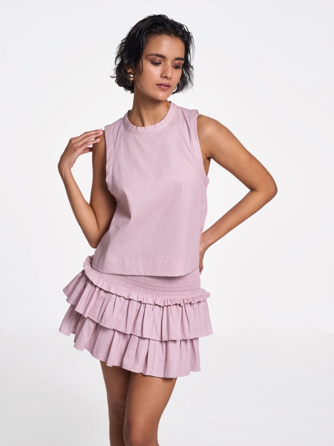 

Terra Luna Women Solid Round Neck Cotton T-shirt, Lavender