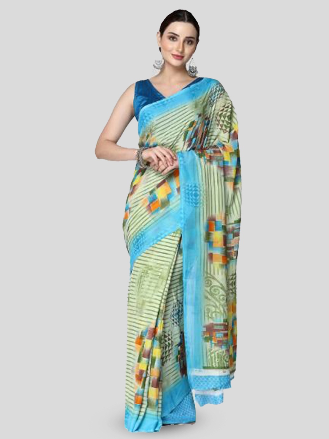 

RAJUL CREATION Women Printed Georgette Silk Saree, Green