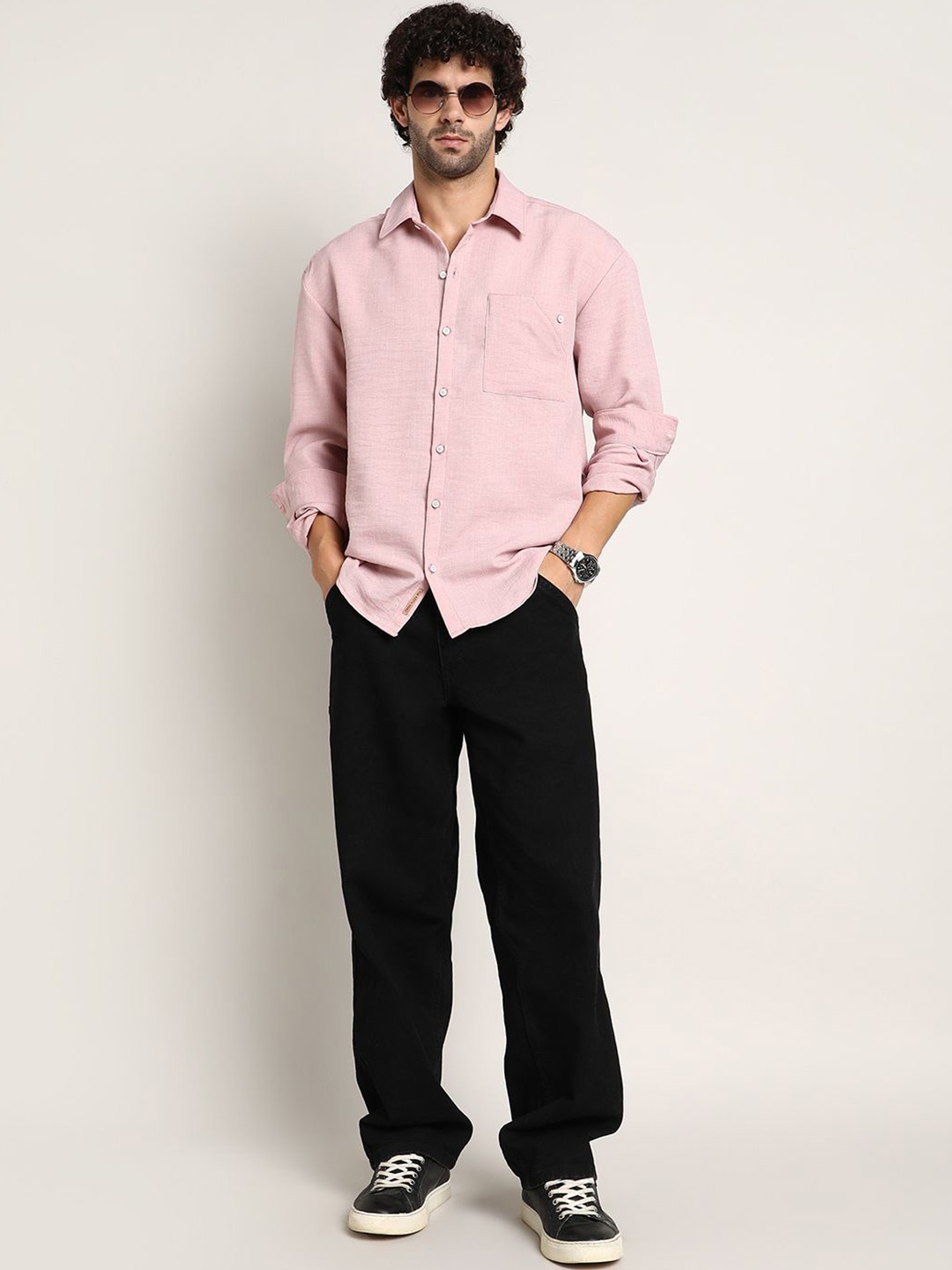 

Campus Sutra Men Comfort Opaque Casual Shirt, Pink