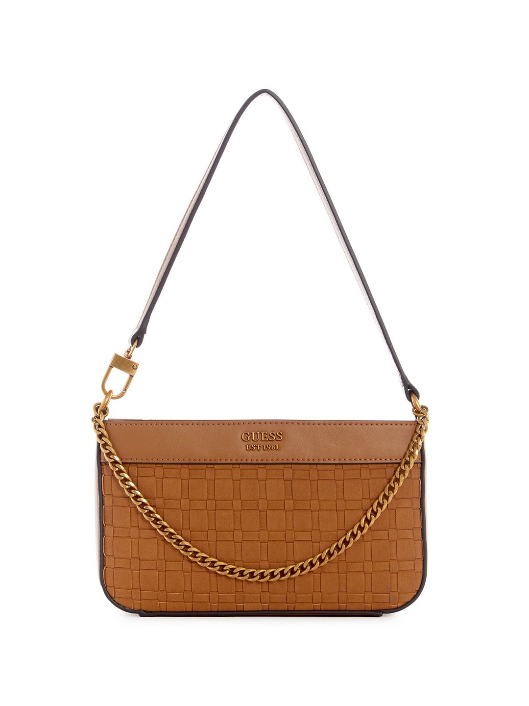 

GUESS Textured PU Structured Shoulder Bag with Quilted, Tan