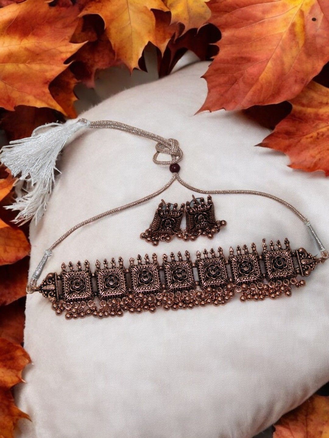 

Jolly Faces Copper-Plated Necklace And Earrings