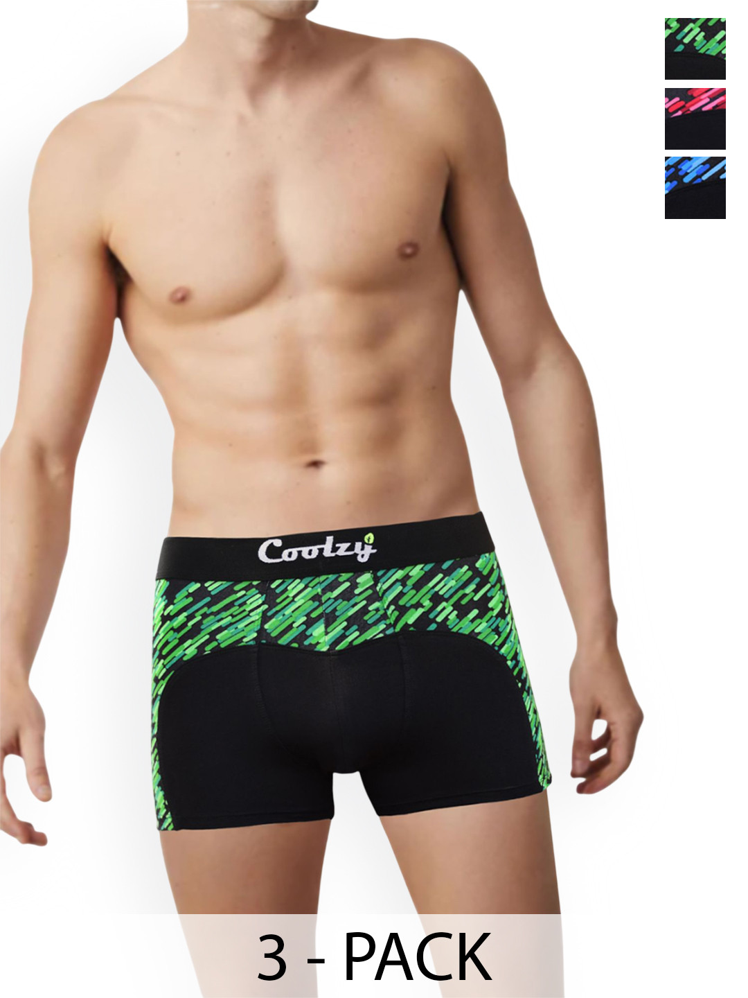 

COOLZY Pack Of 3 Printed Short Trunks EOSHTN3K072-S, Black
