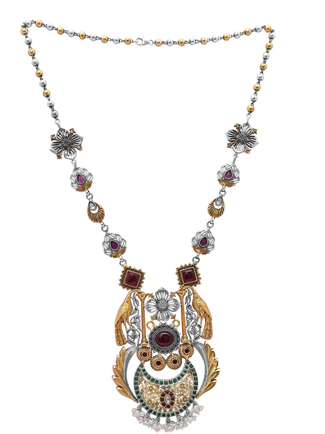 

925 SILLER Silver Rhodium-Plated Antique Necklace