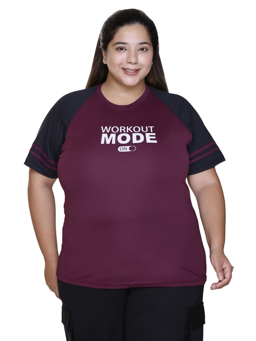 

White Moon Women Plus Size Typography Printed Round Neck T-shirt, Maroon