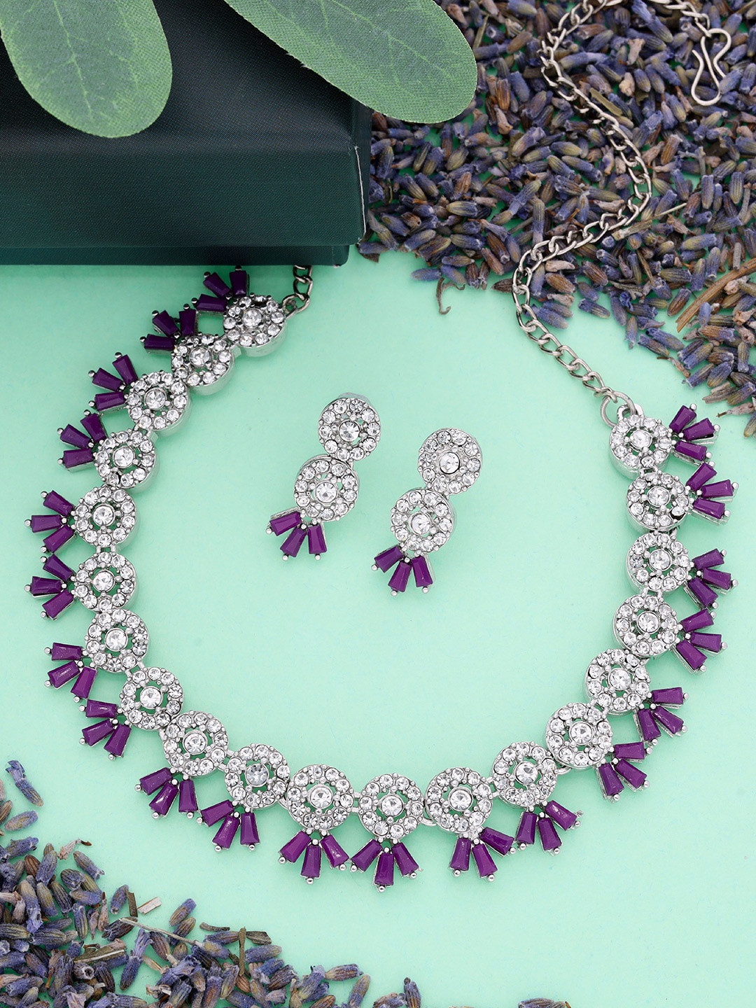 

DIVASTRI Set Of 2 Gold-Plated Necklace Set, Purple