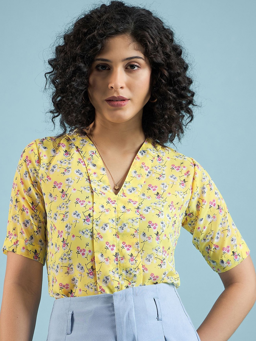 

DressBerry Women Cotton Floral Printed Shirt Style Top, Multi