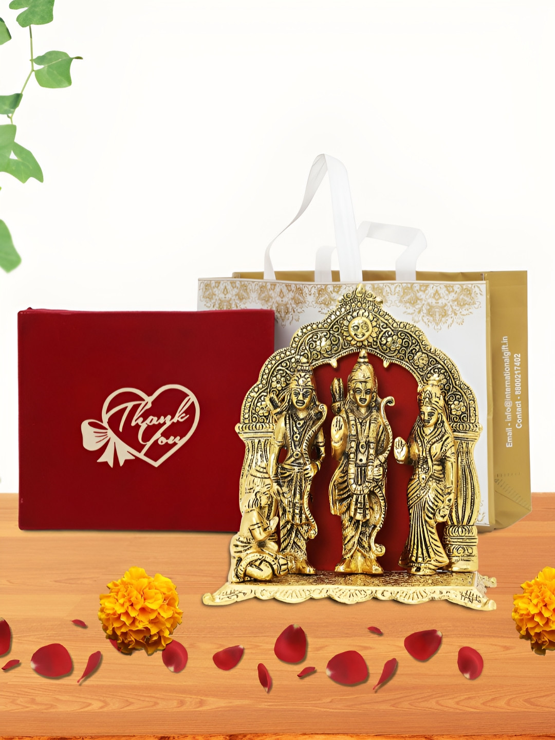 

INTERNATIONAL GIFT Gold-Toned Ram Darbar Religious Idol Showpiece