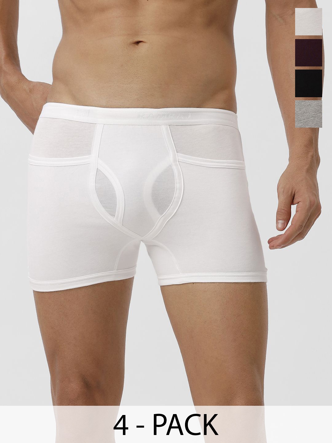 

Ramraj Men Pack of 4 Solid Low Rise Cotton Fine Jersey Target Trunks, White