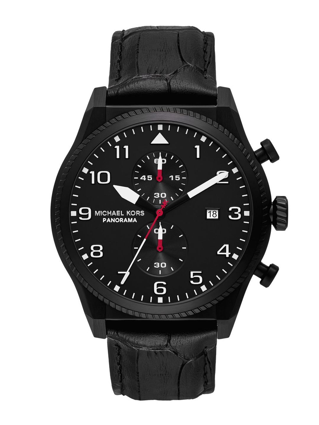

Michael Kors Panorama Men Quartz Leather Straps Analogue Watch MK9201, Black