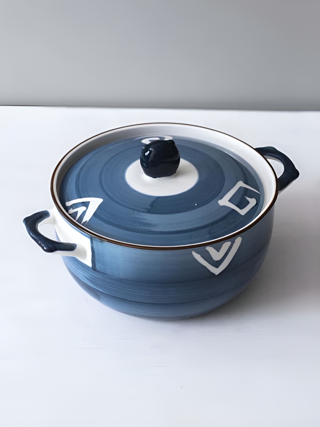 

THEDECORKART Blue & White Airtight Serving Bowl