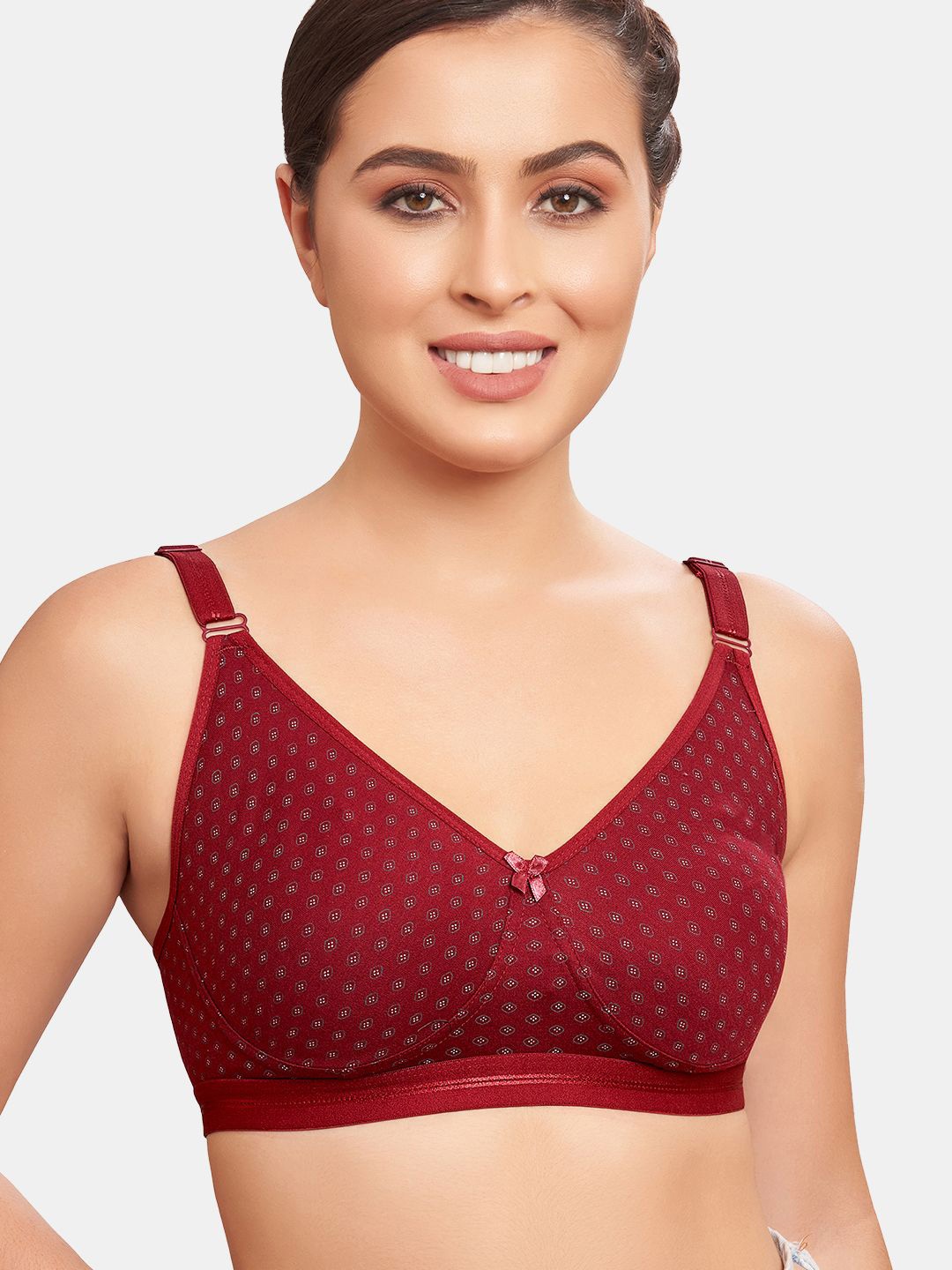 

SKDREAMS Women Printed Full Coverage Everyday Bra, Maroon