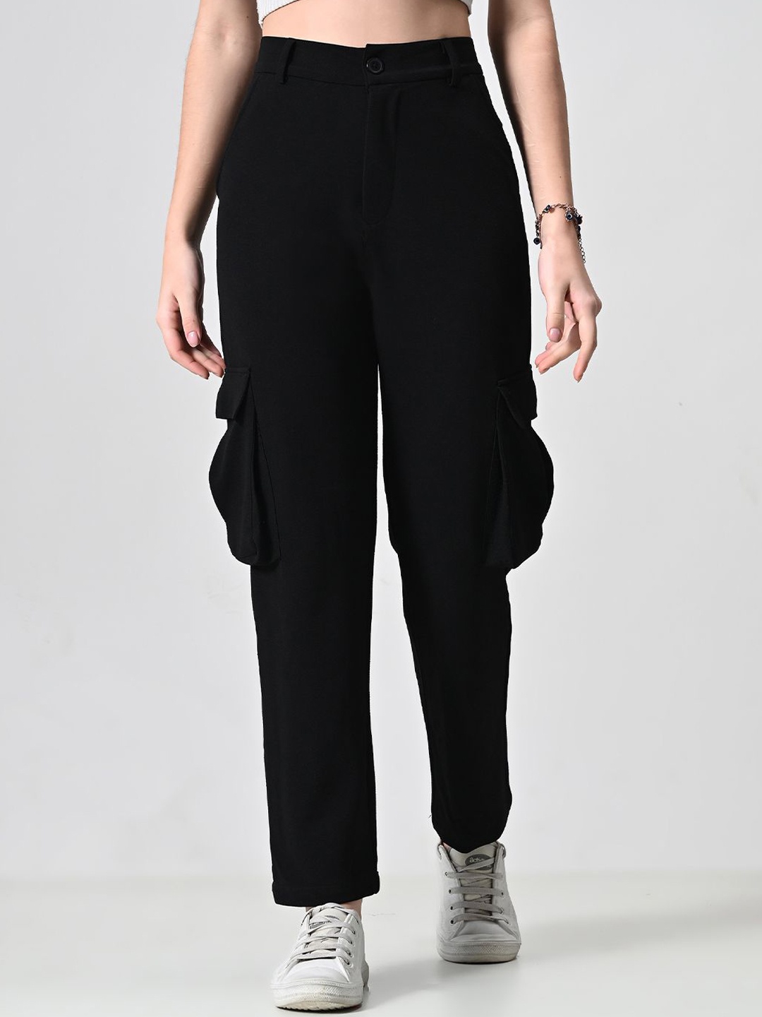 

EKSDEE Women Relaxed Cargos Trousers, Black