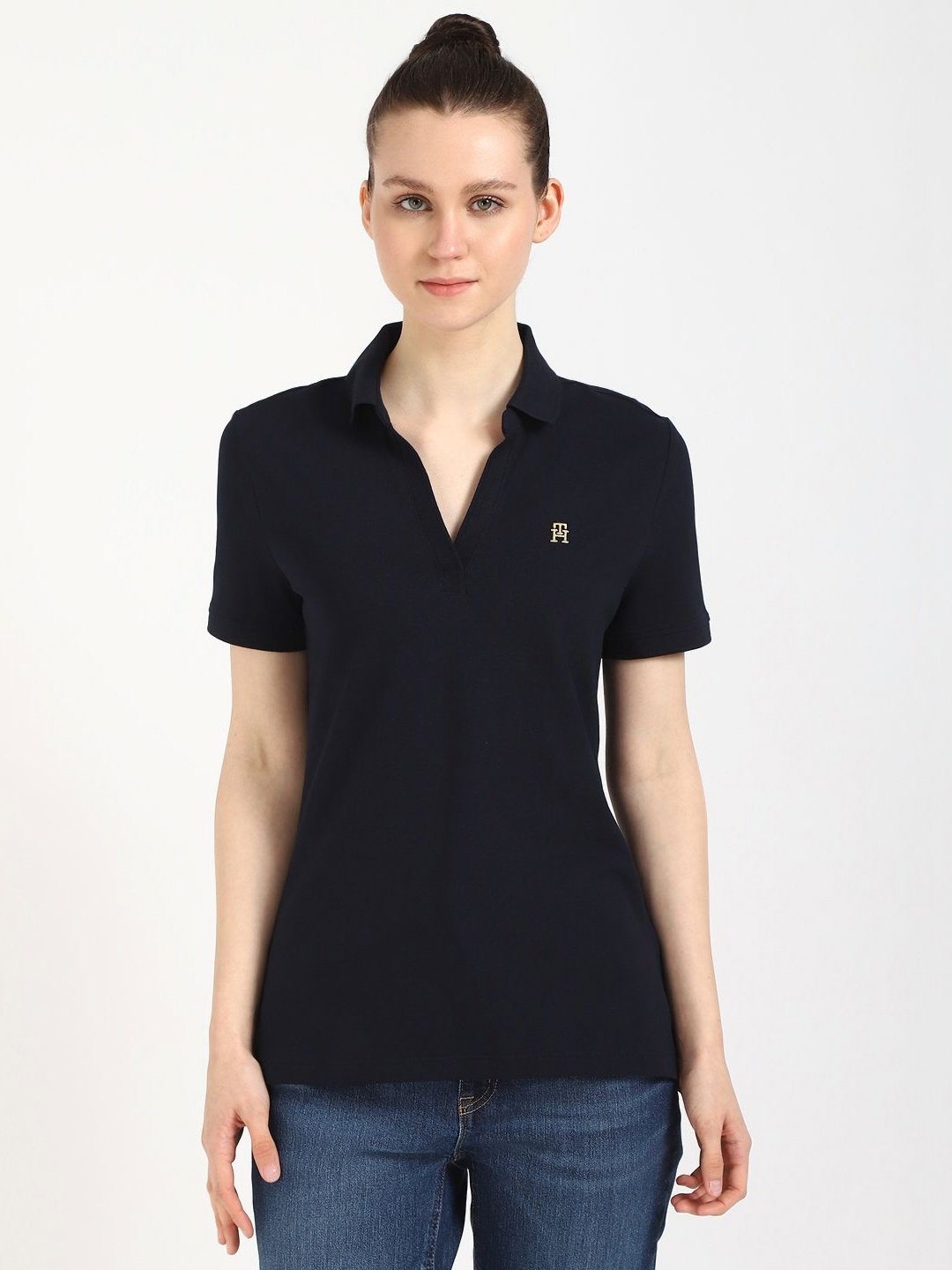 

Tommy Hilfiger Women Polo Collar T-shirt, Blue