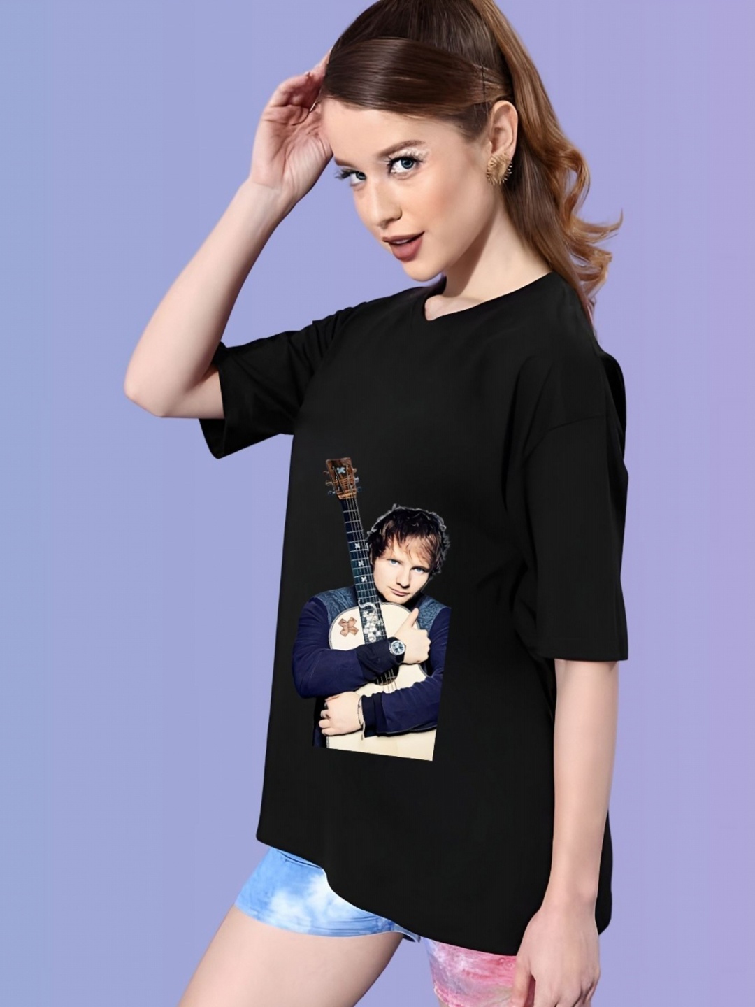 

TRENDSATTIRE Women Ed Sheeran Fan Tshirt, Black