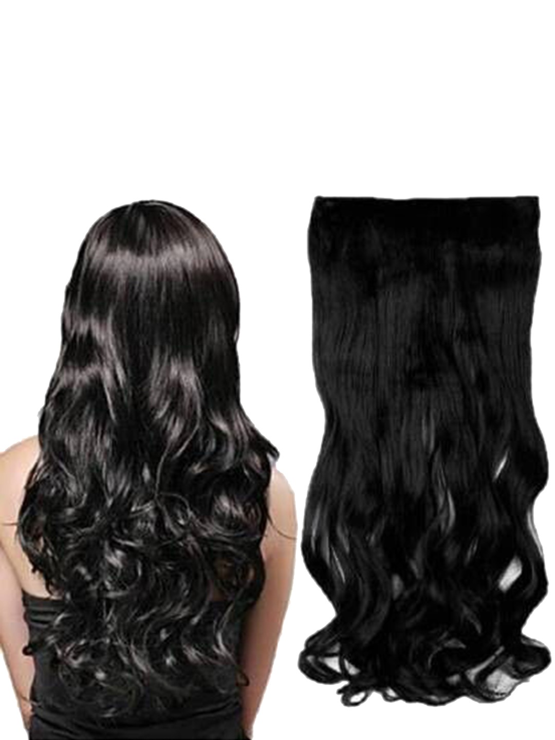 

vister Wavy Clip-In Hair Extension - 22 Inch - Black