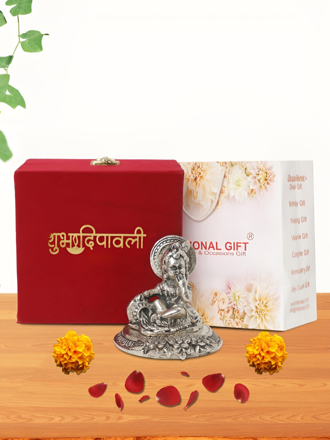 

INTERNATIONAL GIFT Silver-Toned Laddu Gopal Religious Idol Showpiece