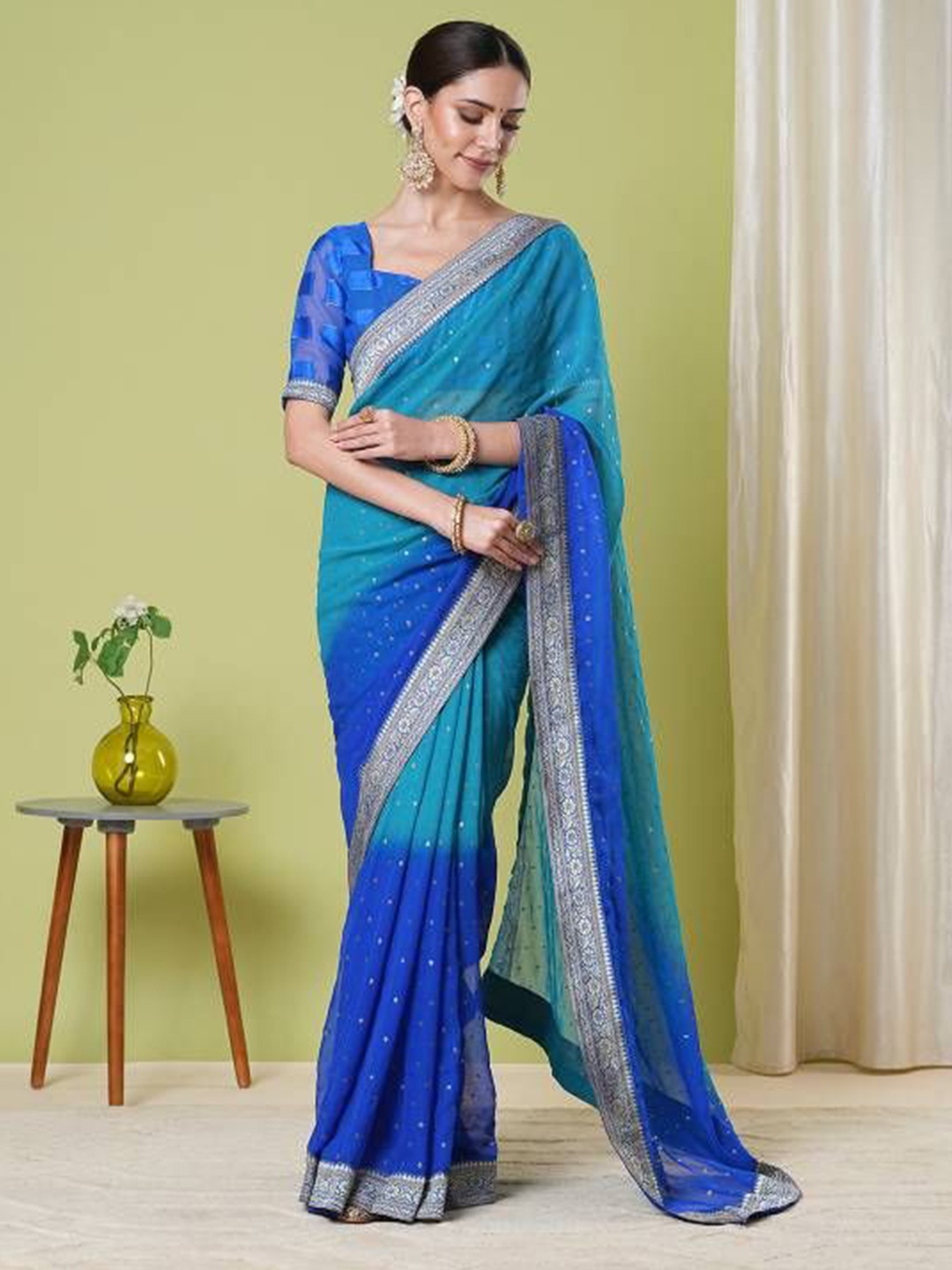 

HI FI NX WomenWoven Design Banarasi Saree, Blue