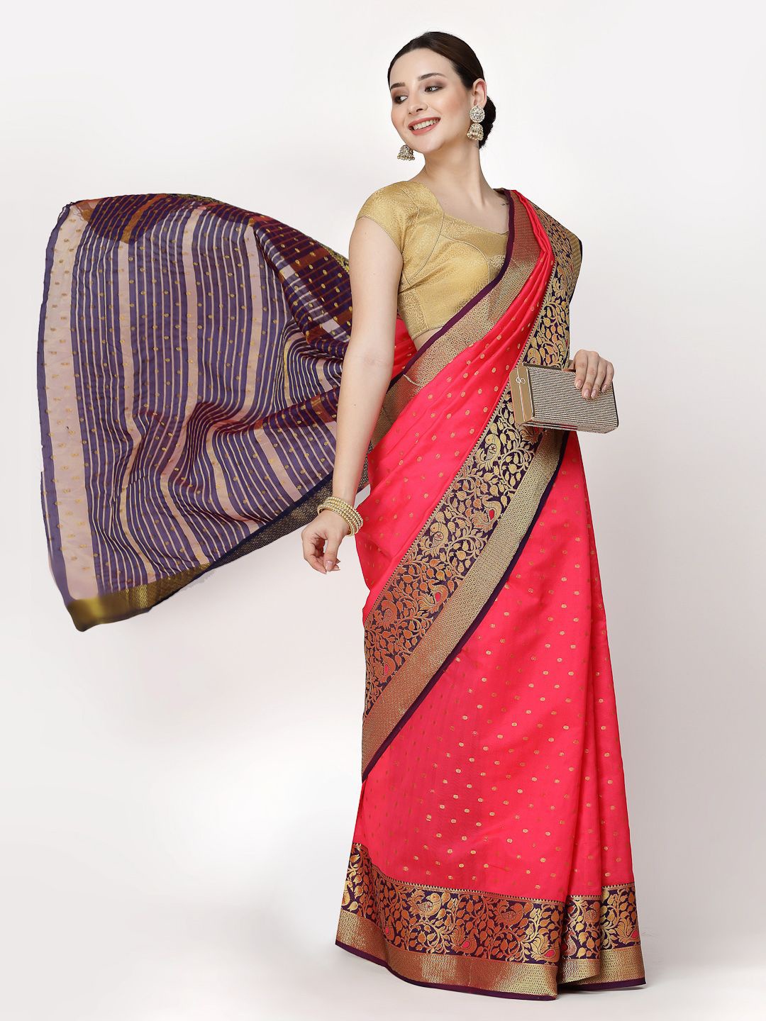 

RAJUL Woven Design Zari Banarasi Saree, Peach